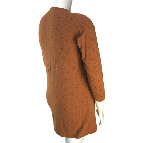 Kuhl Womens Size XL Dress Anya Faux Wrap Crossover Neck Graphic Print Copper - Picture 8 of 14